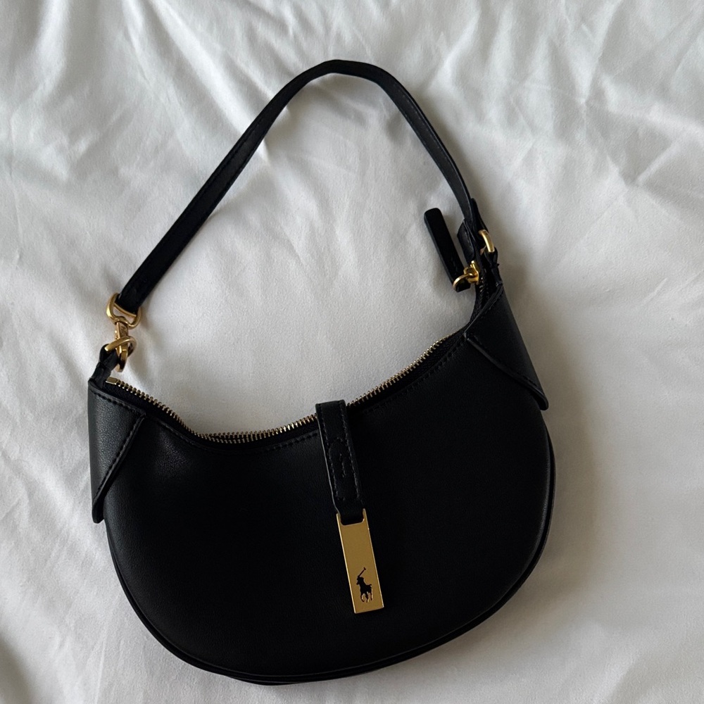 Polo by Ralph Lauren Black Shoulder Bag with Gold Detail